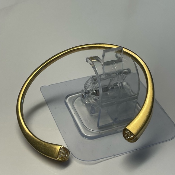 Michael Kors Open cuff Bangle Bracelet Gold Tone Color Pave Crystals - Picture 2 of 5